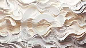 Wavy lines abstract background, wave, distortion pattern, white and gray color. 3D illustration, generative ai.