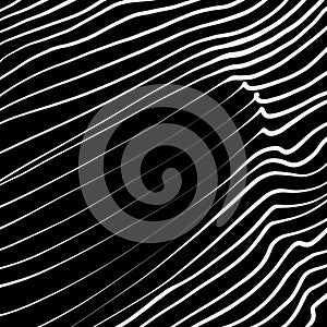 Wavy lines compostition. Black and white illustration