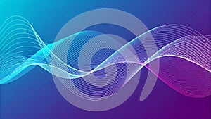 Wavy lines, dynamic gradients show abstract sound technology visuals.