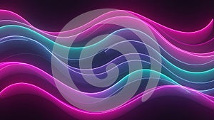 Abstract Wavy Lines Neon Blue and Pink Over Dark Background