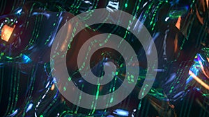 Wavy lines with HEX computer code futuristic digital technologies concept. 3D render illustration