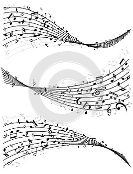 Wavy lines of music notes