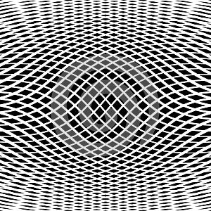 Wavy Lines Op Art Pattern. Abstract Black and White Textured Background