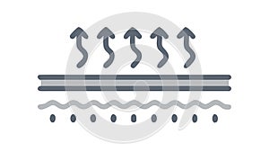 Wavy lines pointing up indicating airflow or breathability , vector design Generative AI photo
