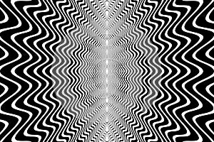 Wavy Lines Symmetrical Pattern. Abstract Black and White Textured Background