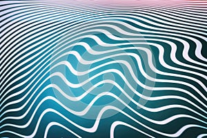 Wavy Lines Turquose and White Pattern. Abstract Textured Background