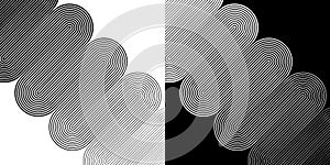 Wavy lines of varying thickness in zigzag. Art lines design
