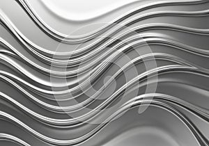 Wavy metallic surface with smooth, flowing silver lines creating a