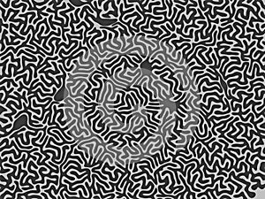 Wavy organic rounded line maze pattern 3d rendering