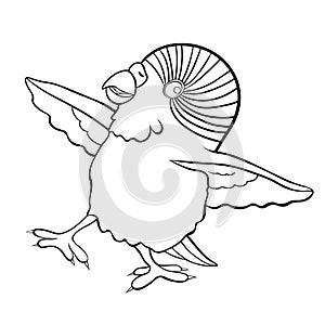 Wavy parrot chick small wants to fly up. vector illustration