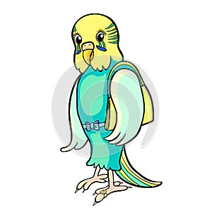 Wavy parrot girl fashionista with a handbag. vector illustration