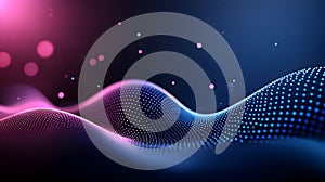 Abstract digital background with pink and blue dots on a wavy pattern, representing a data technology concept