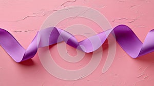 Wavy Purple Ribbon on Textured Pink Background a Decorative Design Element