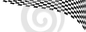 Wavy race flag or chessboard texture. Warped black and white chequered pattern. Motocross, rally, sport car or chess