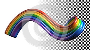 Wavy rainbow ribbon, colorful flow, abstract design element png transparent image Generative AI