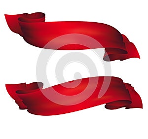 Wavy red banners , vector set