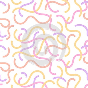 Wavy Seamless cute squiggle Pattern. pink yellow print of colorful abstract squiggles print, scribble spiral and wavy