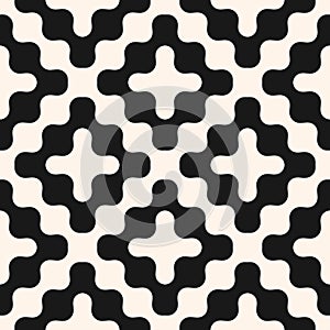 Wavy seamless pattern. Vector abstract liquid shapes texture. Black and white