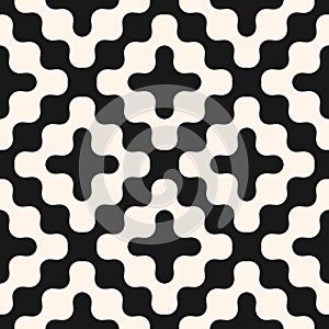 Wavy seamless pattern. Vector abstract liquid shapes texture. Black and white