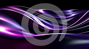 Wavy smooth purple chrome surface, shiny dynamic metalic wave, futuristic and creativity concept 3d illustration, modern abstract