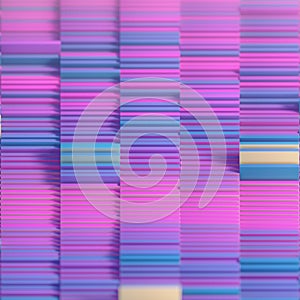 Wavy stacks of rectangular shapes. 3d rendering digital illustration background