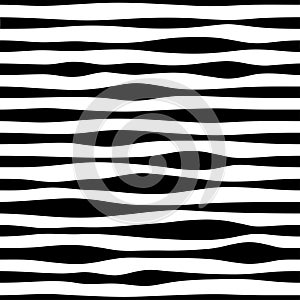 Wavy stripes seamless pattern. Wavy texture. Geometric lines monochrome design. Seamless back and white striped background. Vector