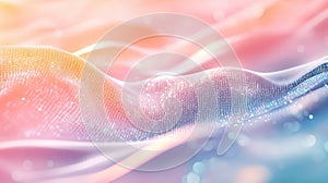 Wavy surface with flowing binary data and bokeh lights