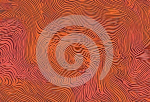 1970 Wavy Swirl Seamless Pattern in Orange and Pink Colors. Hand-Drawn Vector Illustration. Seventies Style, Groovy Background, photo