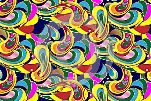 Wavy swirls abstract painting wallpaper background colorful vector pattern seamless background