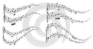 Wavy vector elements with music notes