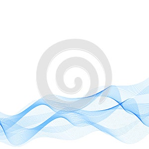Wavy wallpaper. Blue geometric background. Abstract smooth color wave vector. Curve flow blue motion illustration.