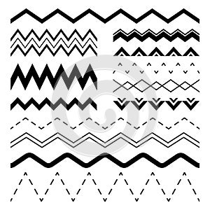 Wavy zigzag. Wiggle jagged waves, parallel sinus line wave border and sine zigzags frame vector seamless illustration photo