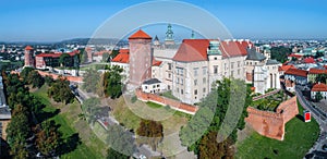 Wawel Castle in Krakow, Poland. Aerial panorama