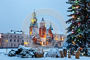 Wawel Castle in Krakow at twilight. photo