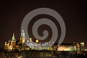 Wawel castle by night. Krakow, Poland.