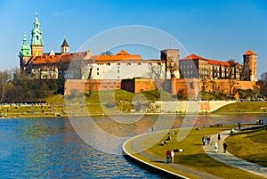 Wawel castle and Vistula boulevards, Cracow,Poland