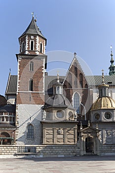 Wawel Cathedral on Wawel Hiill in old town of Cracow in Poland photo