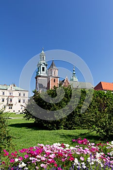 Wawel Cathedral on wawel hill in old town in cracow in poland