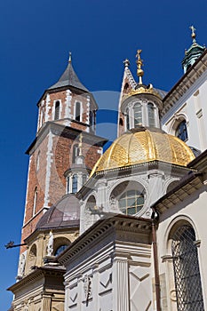 Wawel cathedral on wawel hill in old town of cracow in poland