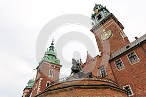 Wawel clock tower Tadeusz Kosciuszko monument