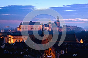 Wawel hill with castle in Krakow photo