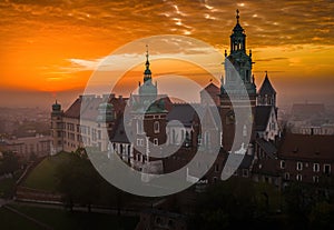 Wawel Royal Castle at magic dawn, Krakow, Poland