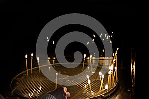 Wax candles in an orthodox church