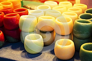 Wax candles of various colors