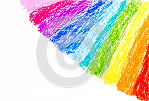 Wax crayon hand drawing rainbow