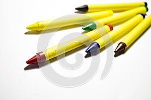 Wax crayons. Destiny crayons. Colored pencils for children. Multi-colored pencils. Multi-colored crayons for children. Wax crayons