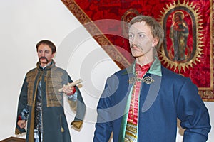 Wax figures of Ivan Mazepa and Pylyp Orlyk Ukrainian hetmans in museum of Baturyn