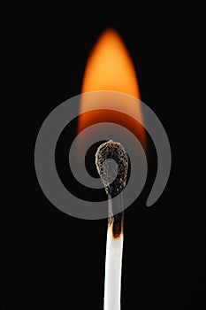 Wax match on fire