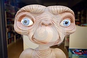 Wax sculpture of the alien being from E.T. the Extra-Terrestrial movie directed by Steven Spielberg