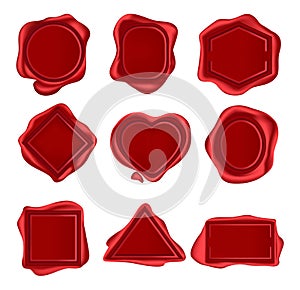 Wax seal stamps set isolated on white background. vector wax stamps for invitations, envelops. Decorative medieval post elements.
